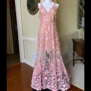 Pink floral overlay dress